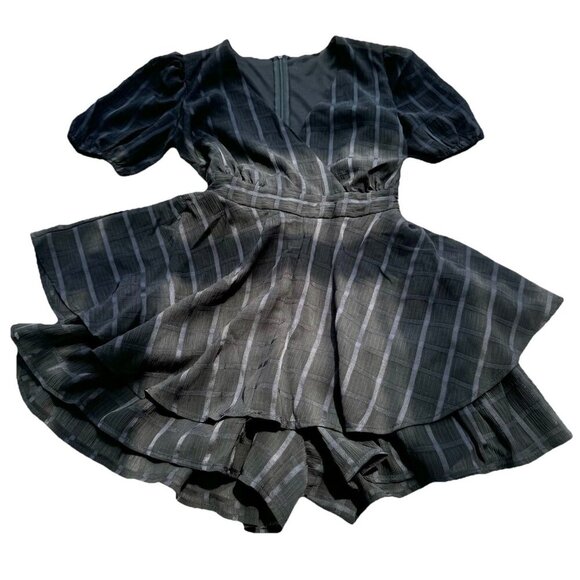 Evolutionary Apparel Romper Sheer Plaid Black Layered Lined Dark Academia Small - Picture 5 of 16